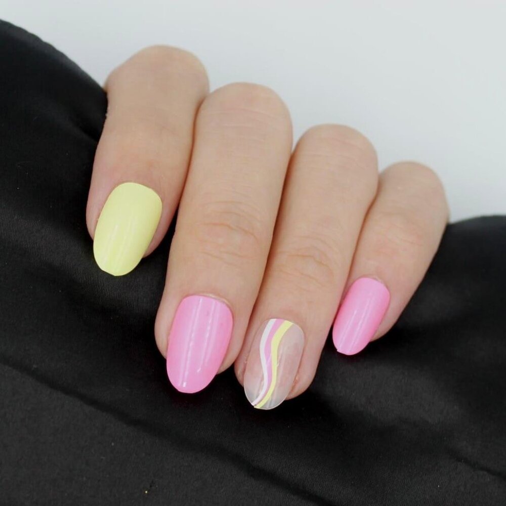 Short press on nails neon yellow barbie y2k